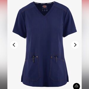 Dickies Women's Navy Blue V-Neck Scrub Top